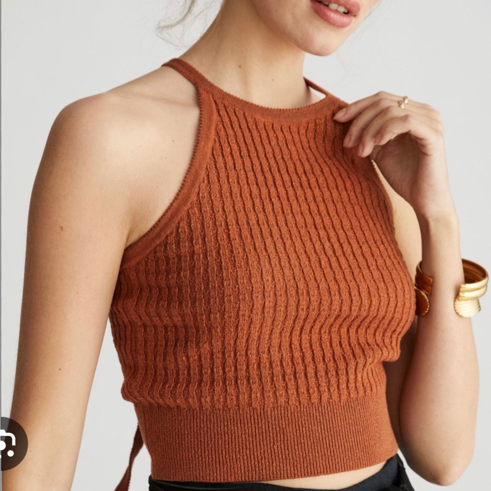Anthropologie pilcro high neck halter open back sweater top